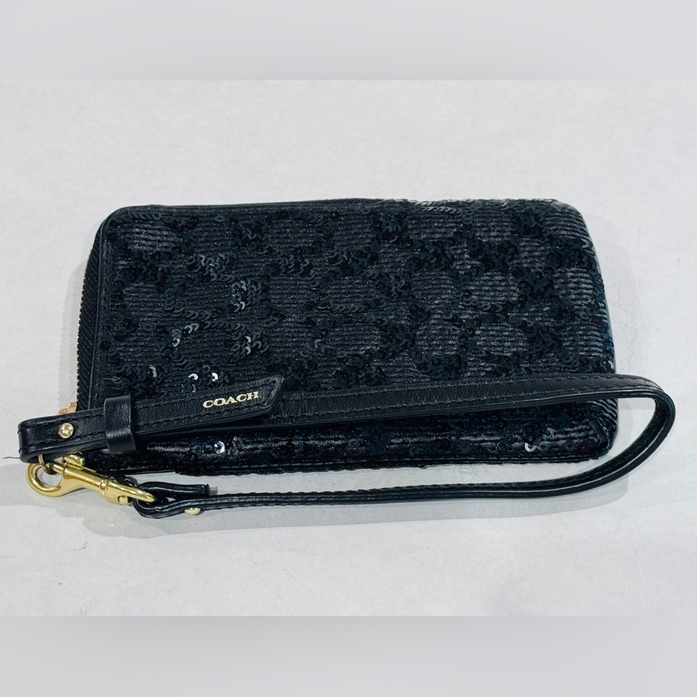 Coach Black Sequin Wristlet Clutch